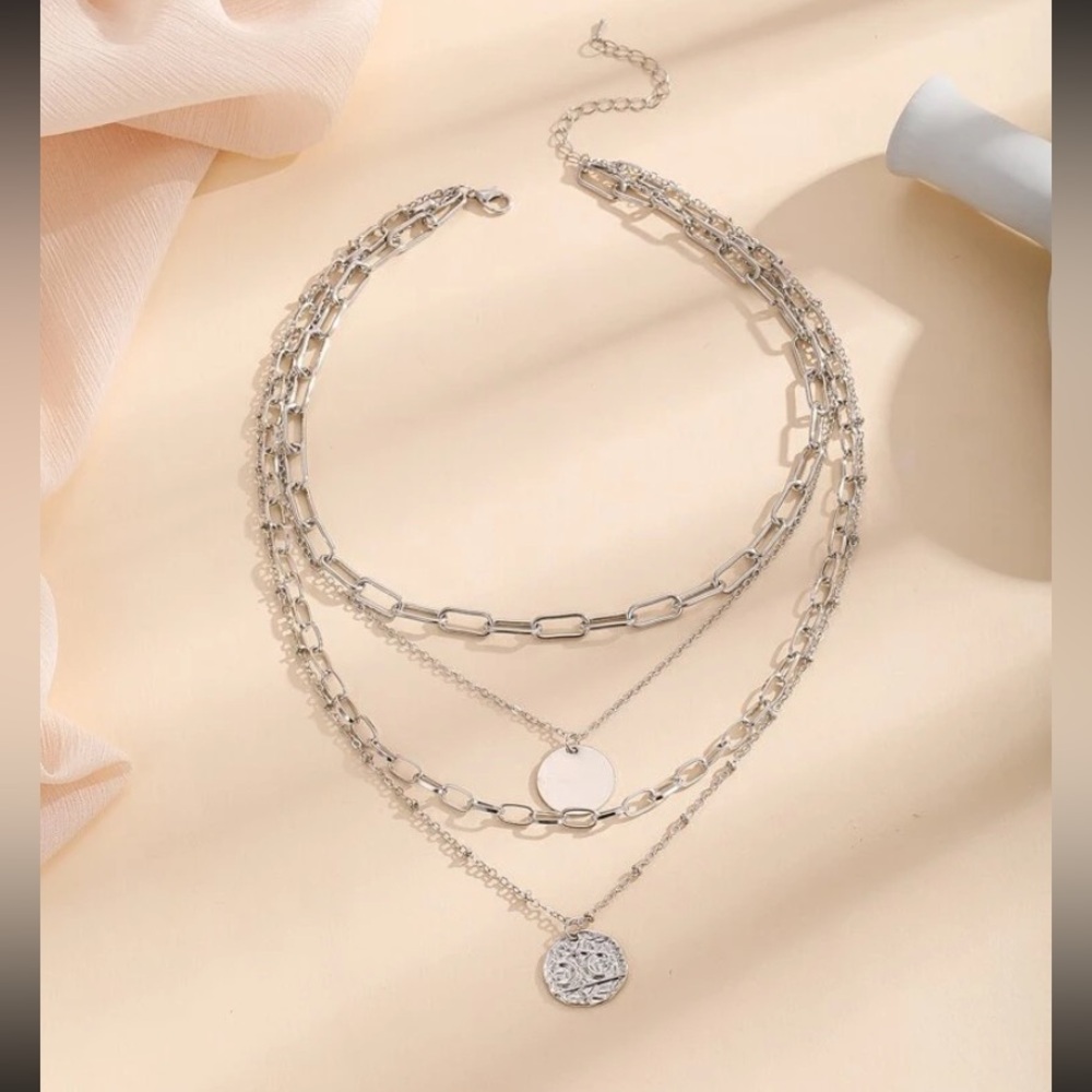 Disc Charm Layered Necklace